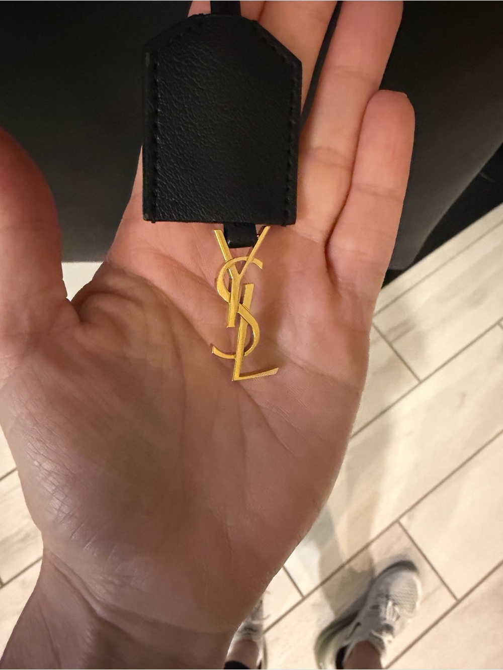 Saint Laurent Black Leather Messenger Bag with Gold Logo - Picture 9 of 9